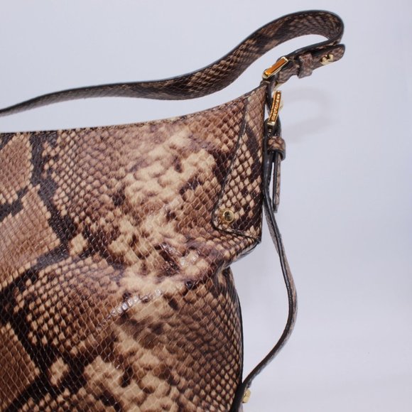 MICHAEL Belted Medium Shoulder Python Print Shoulder Satchel Handbag Purse - Picture 3 of 12